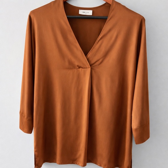 BSB V-Neck Blouse | 100% Viscose Satin-Look | EU 40 / US M - Picture 3 of 11